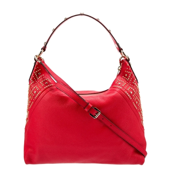 🍁🍂SET !!!Nwot Michael Michael Kors Stud Embellished Leather Hobo - Picture 5 of 12